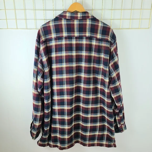 L.L. Bean Blue Plaid Heavyweight Fleece Lined Chore Shirt Jacket Shacket - Picture 4 of 12
